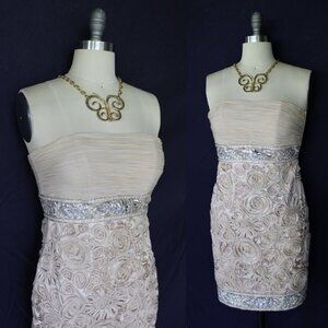 Sue Wong Nocturn Great Gatspy flapper Nude beaded soutache silk lace dress 2